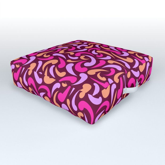 Raspberry Abstract Swirls Outdoor Floor Cushion