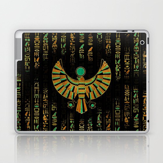 Egyptian Horus Falcon gold and color crystal Laptop & iPad Skin