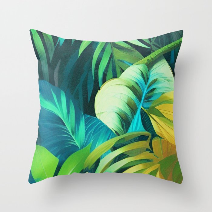 Tropical Greens 3 Throw Pillow