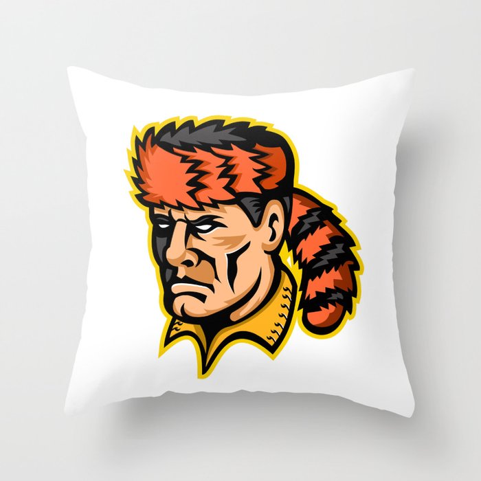 Davy Crockett Mascot Throw Pillow