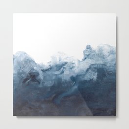 Indigo Depths No. 2 Metal Print | Sea, Waves, Watercolor, Minimalist, Digital, Landscape, Abstract, Minimalism, Indigo, Ocean 