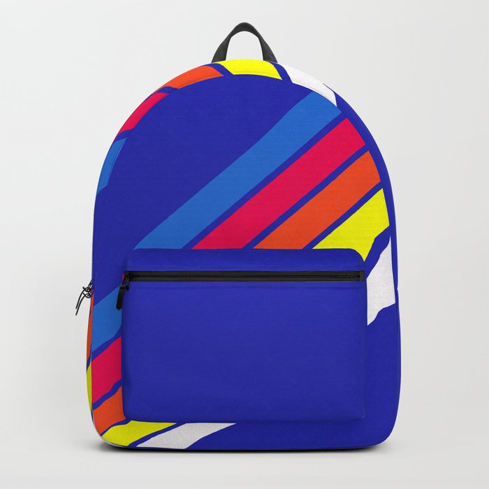 Bhluum - Classic 70s Summer Style Retro Stripes on Blue Backpack