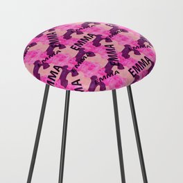 pattern with the name Emma in pink colors and watercolor texture Counter Stool