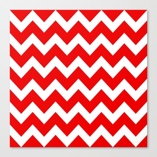 Chevron Red White Canvas Print