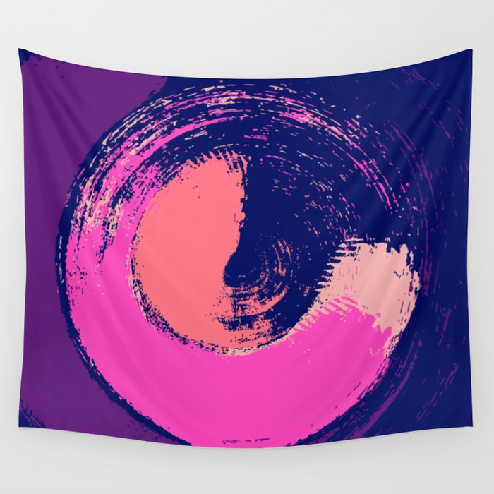 Bottle - Abstract Circle Colorful Swirl Art Design in Pink  Wall Tapestry