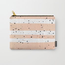 Modern coral watercolor stripes black splatters Carry-All Pouch