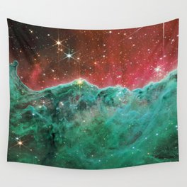 Cosmic Cliffs Carina Turquoise Teal Red Wall Tapestry