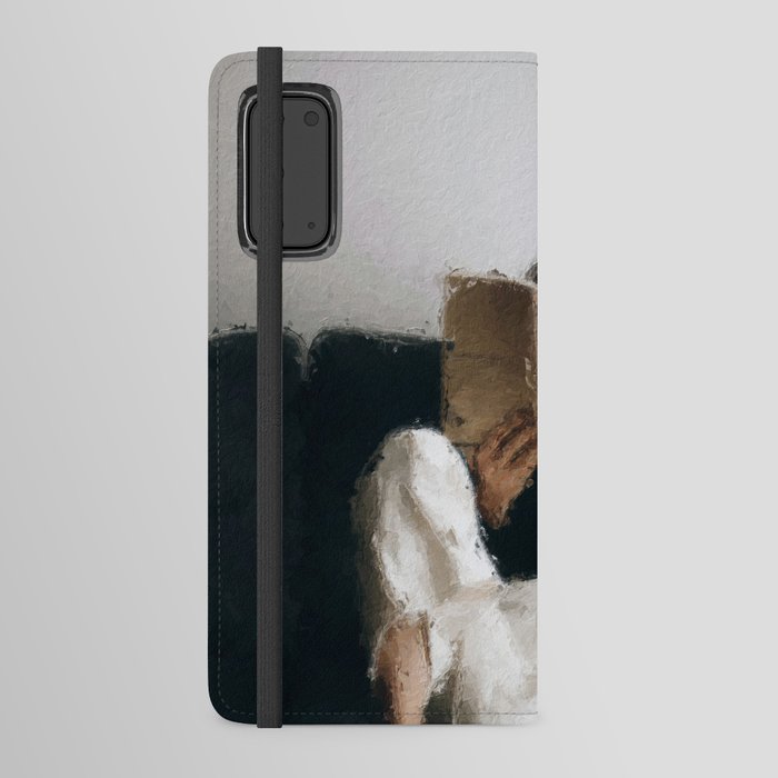 digital oil painting of a faceless woman reading on a sofa Android Wallet Case