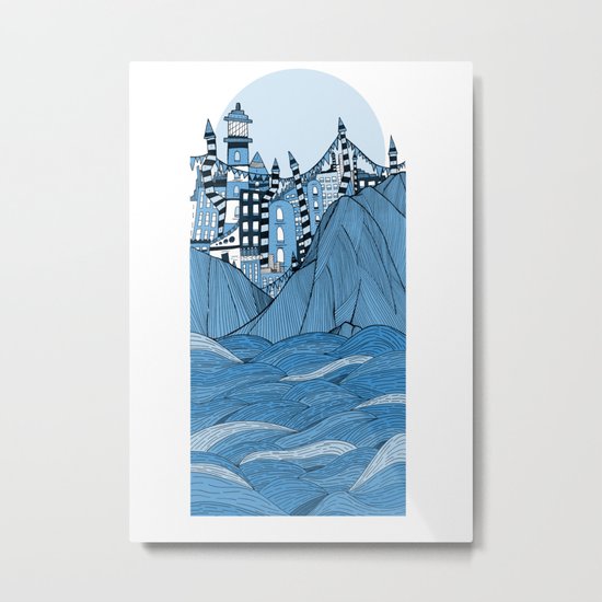 Sea cliff Town Metal Print