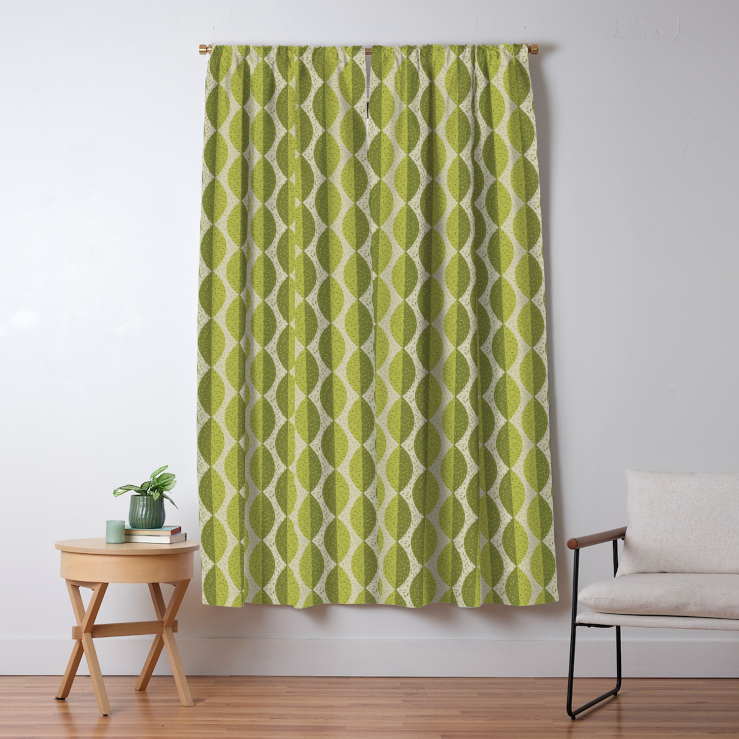 Mod Leaves In Olive And Apple Green Blackout Curtain By