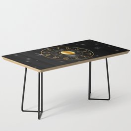 Zodiac astrology wheel Golden astrological signs with moon and stars Coffee Table