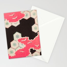 Crane Geometric Print Vintage Japanese Retro Pattern Stationery Card