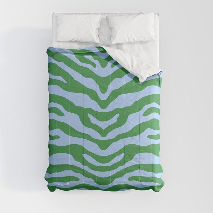 Blue and Green Zebra Comforter