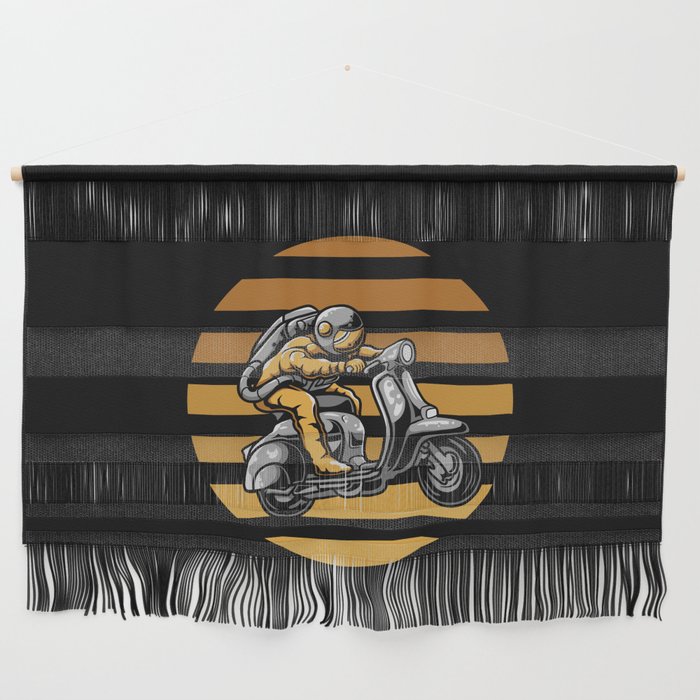 Astronaut Riding Scooter Wall Hanging