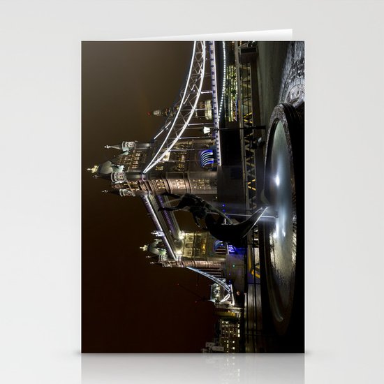 Girl and dolphin and Tower Bridge Stationery Cards