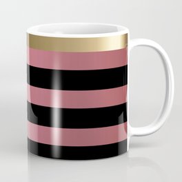 Rose Gold and Black Stripes and Gold Metallic Coffee Mug | Metallic, Black, Lines, Bars, Faux, Stripes, Gold, Rose, Graphicdesign, Trendy 