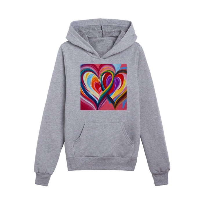 Colorful Intertwined Hearts  Kids Pullover Hoodie