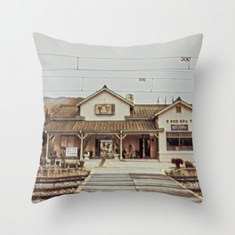 Small country train station Throw Pillow