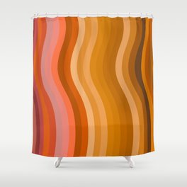 Groovy Wavy Lines in Retro 70s Colors Shower Curtain