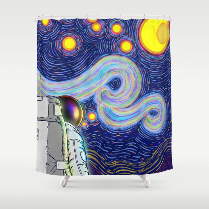 Starry Night in Space Shower Curtain
