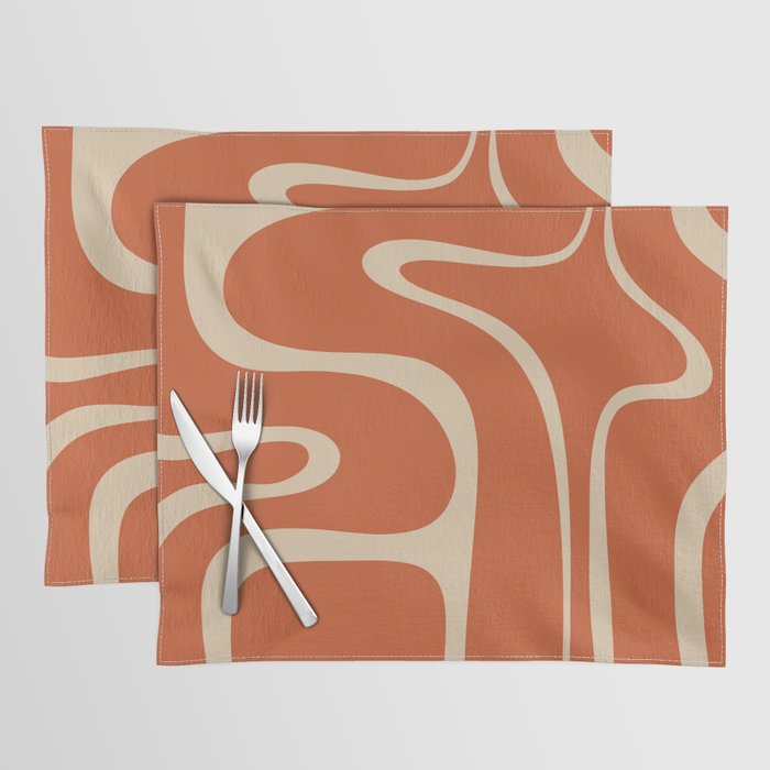Copacetic Retro Abstract in Mid Mod Burnt Orange and Beige Placemat