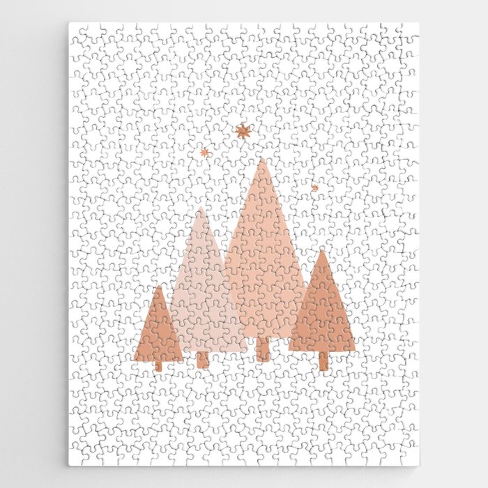 Blush Christmas, Trees, Forest, Stars Jigsaw Puzzle