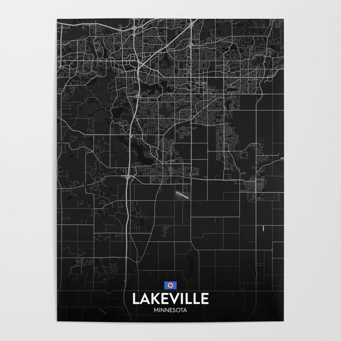 Lakeville, Minnesota, United States - Dark City Map Poster