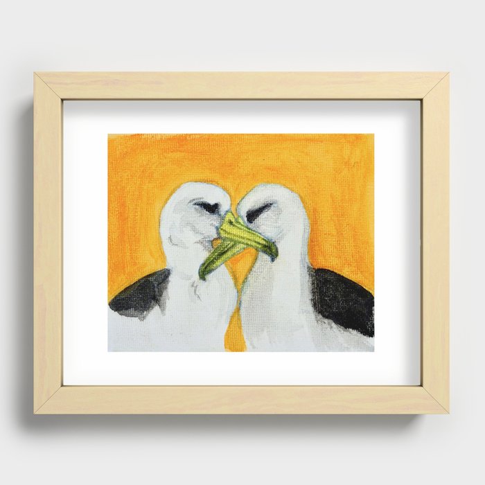 Orange Albatross Pair in Love Recessed Framed Print