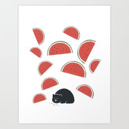 Hidden cat 42 j watermelon  Art Print