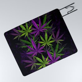 Purple and Green Cannabis Picnic Blanket