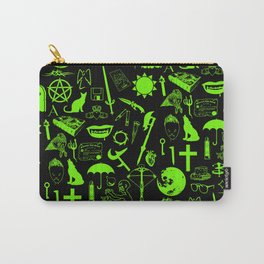 Buffy Symbology, Green Carry-All Pouch | Joss, Buffyverse, Tattoo, Green, Knife, Graphicdesign, Teeth, Moon, Eyghon, Wolfram 