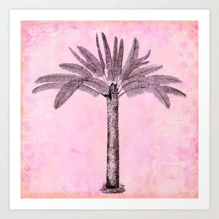 Pink Retro Palmtree Art Print