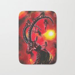 Bitches keep summon me! Bath Mat | Summondemon, Red, Watercolor, Baphomet, Hell, Goat, Redsky, Horrorart, Painting, Ink 