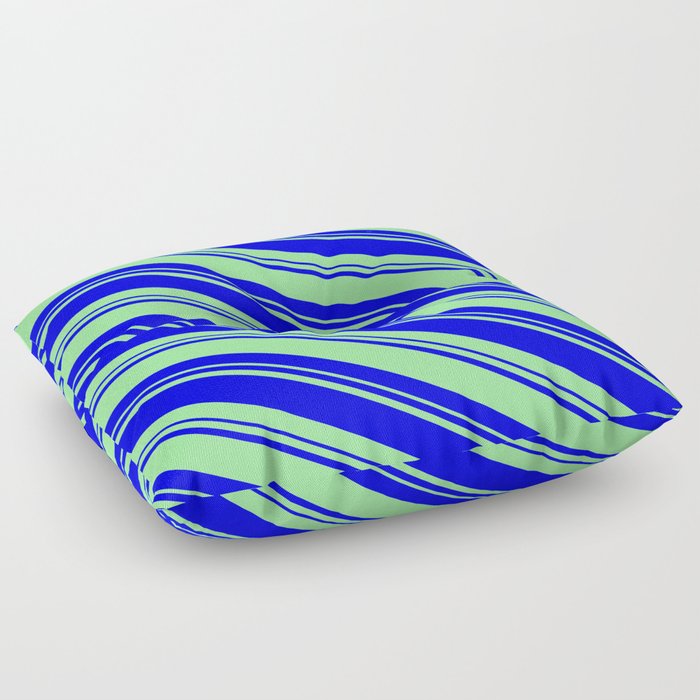 Blue and Green Colored Lines/Stripes Pattern Floor Pillow