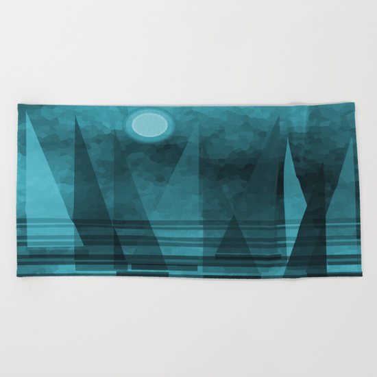 Blue Moonlight Sail Beach Towel
