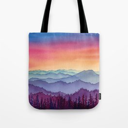 Beauty of the Earth Colorful Watercolor Layered Mountains Tote Bag