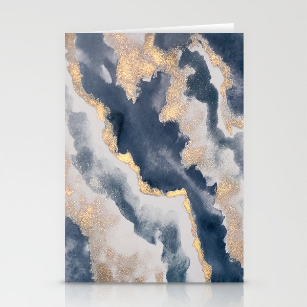 All that Shimmers – Gold + Navy Geode Stationery Cards
