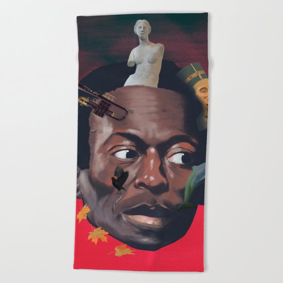 Miles totems around his head Beach Towel