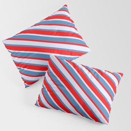 [ Thumbnail: Lavender, Blue & Red Colored Lines/Stripes Pattern Pillow Sham ]