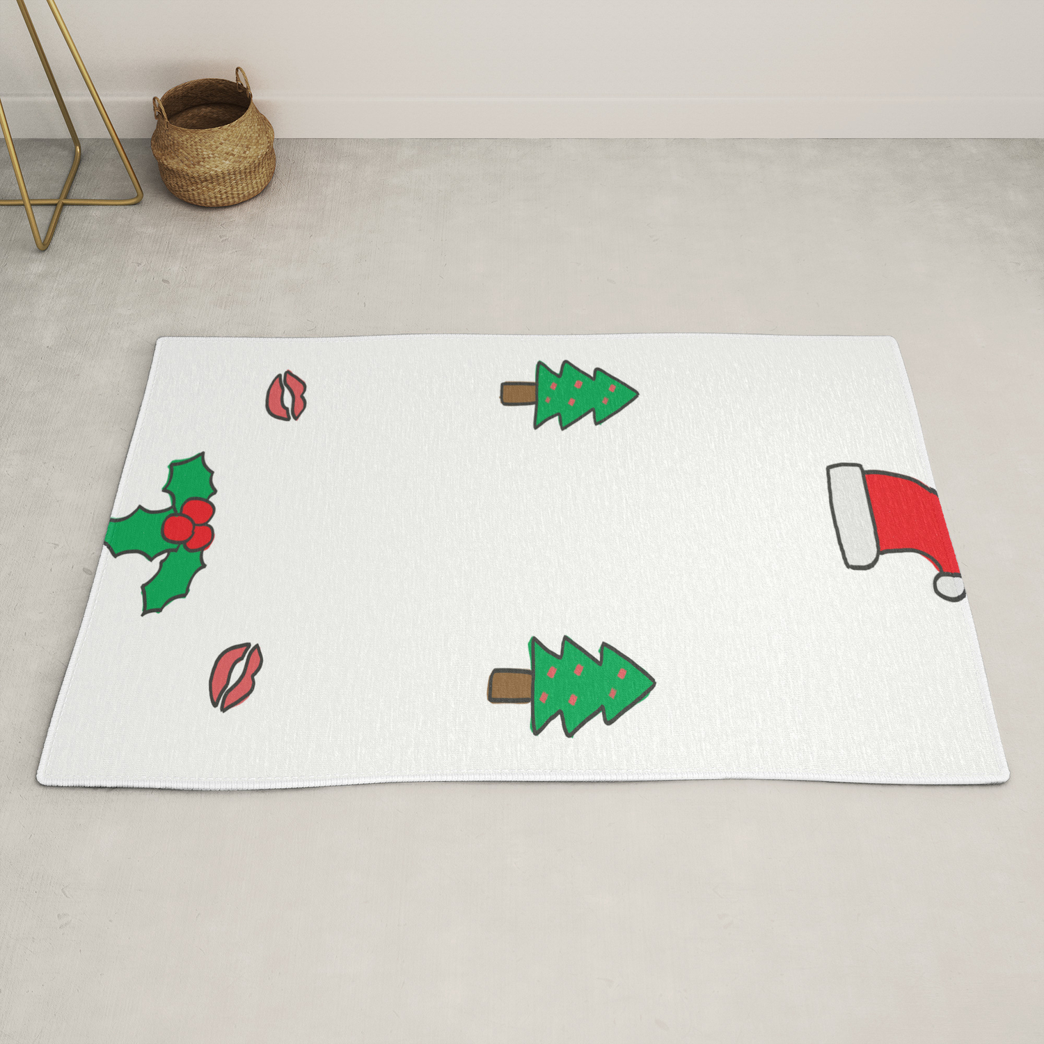 Christmas Wishes And Mistletoe Kisses Dark Products Version Rug By Wordvinemedia Society6