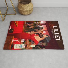 Vintage French Lillet Rouge Wine Aperitif Advertisement Poster Rug
