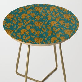 Wildflowers Silhouettes and Dots - Teal, Brown and Black Side Table