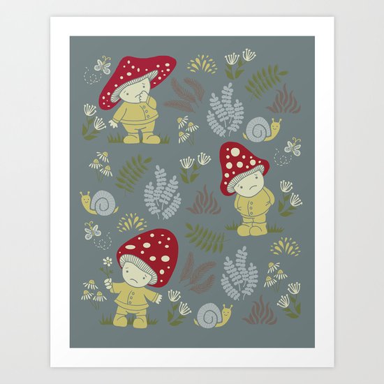 Melancholy Mushrooms Art Print