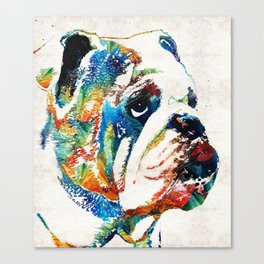 Bulldog Pop Art - How Bout A Kiss - By Sharon Cummings Canvas Print