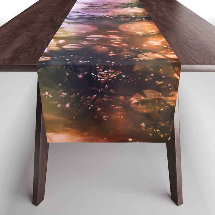 pine branches sun boken light rose tinted aesthetic botanical art abstract nature photography Table Runner