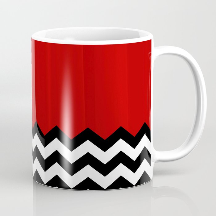 Red Black White Chevron Room w/ Curtains Coffee Mug