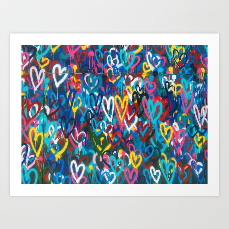 Graffiti Hearts Love Color Art Print By Nocolordesigns Society6