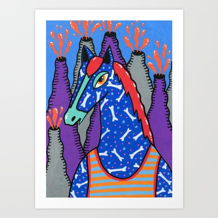 Blue horse Art Print