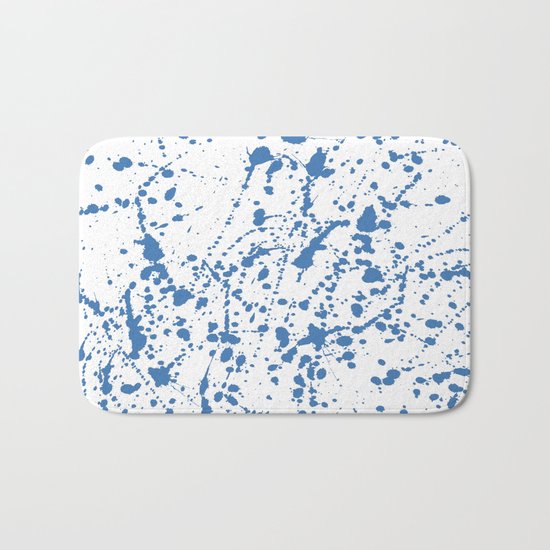 Splat Blue on White Bath Mat