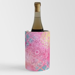 Colorful Mehndi Mandala Doodle Wine Chiller